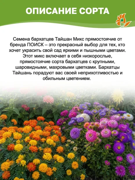 Бархатцы прямостоячие Тайшан Микс (ПРОФИ) семена