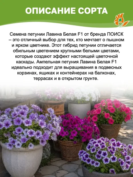 Петуния ампельная Лавина Белая семена